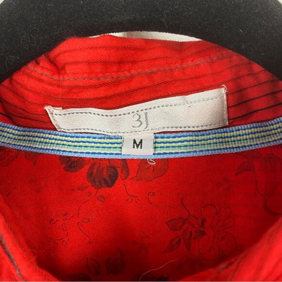 Johnny Was 3J Workshop Orange Embroidered Pearl Snap Blouse Sz.M - Picture 3 of 11